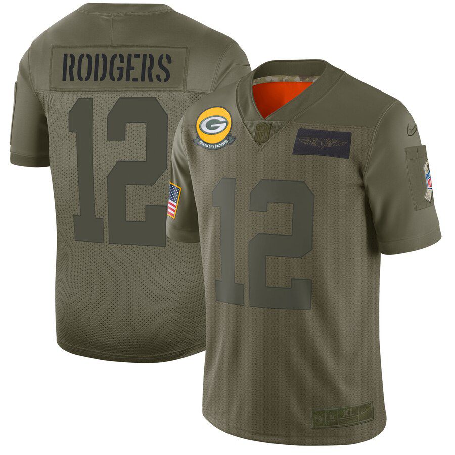 Men Green Bay Packers #12 Rodgers Green Nike Olive Salute To Service Limited NFL Jerseys->washington redskins->NFL Jersey